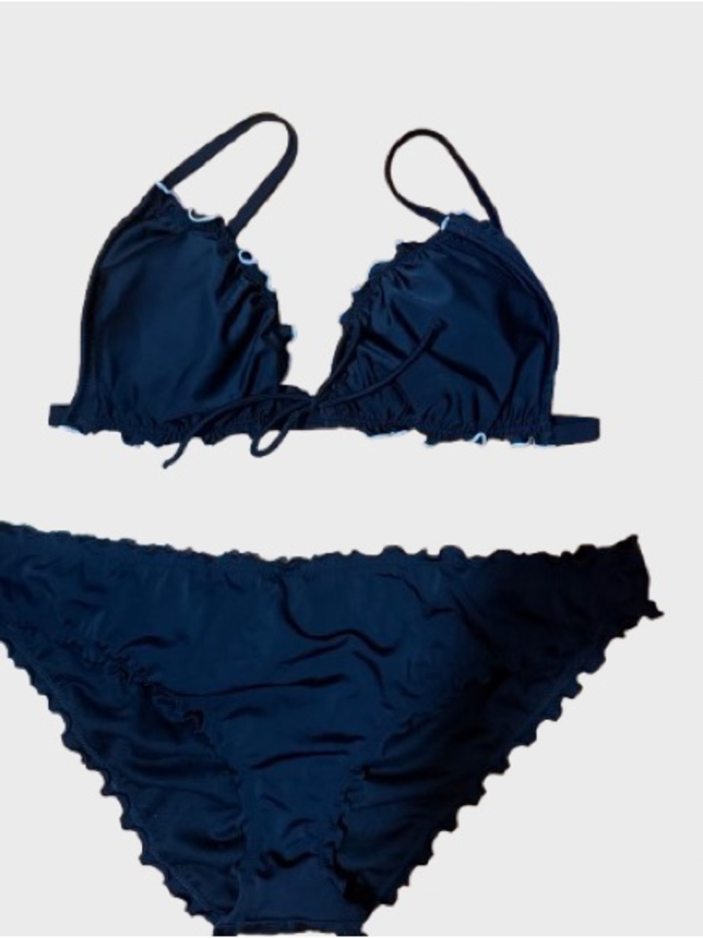 NWT Mixed brands Black Ruffle Triangle Bikini Set
